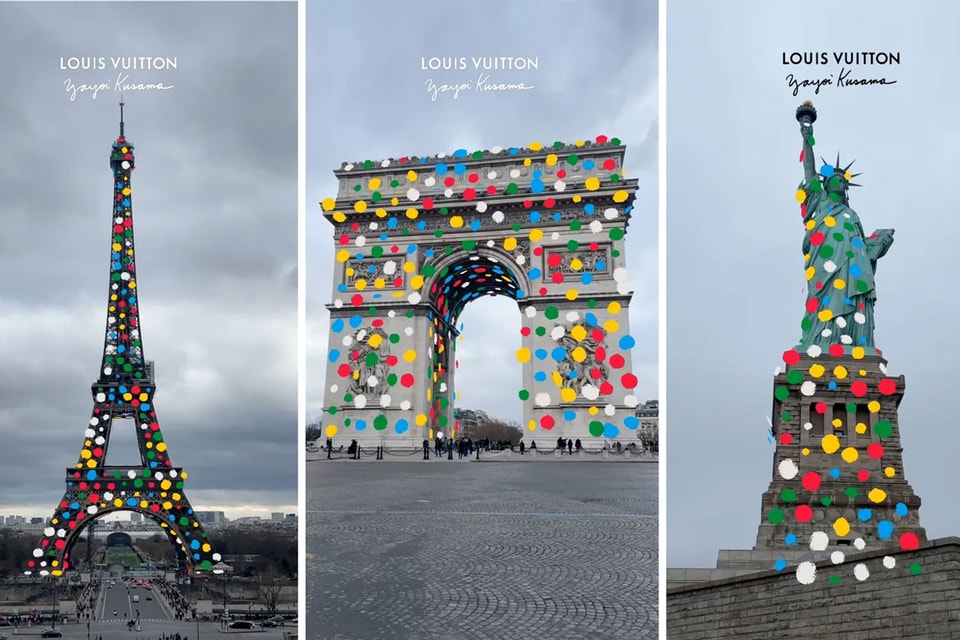 The gigantic Yayoi Kusama in front of the Louis Vuitton