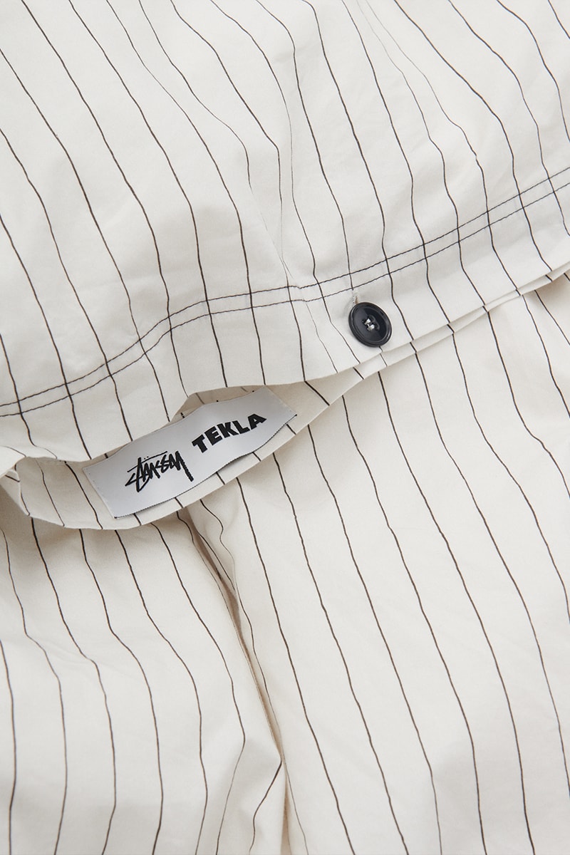 Sleepwear, Bedding and Bathrobes Highlight the Third Stussy x Tekla Collaboration home beach streetwear berry color waterclor effect hand drawn stripes ddanish skater hugo boserup american surfer frnake harrer californai antosh cimoszko