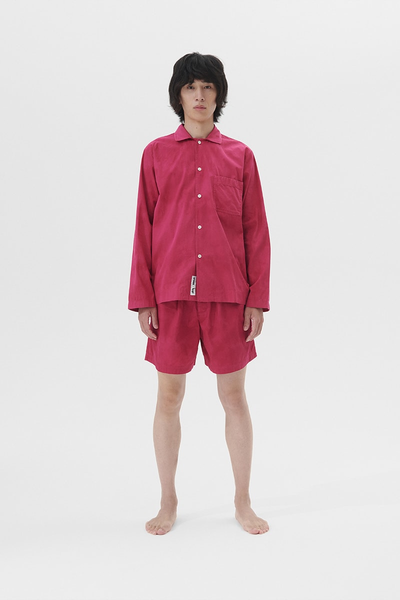 Sleepwear, Bedding and Bathrobes Highlight the Third Stussy x Tekla Collaboration home beach streetwear berry color waterclor effect hand drawn stripes ddanish skater hugo boserup american surfer frnake harrer californai antosh cimoszko