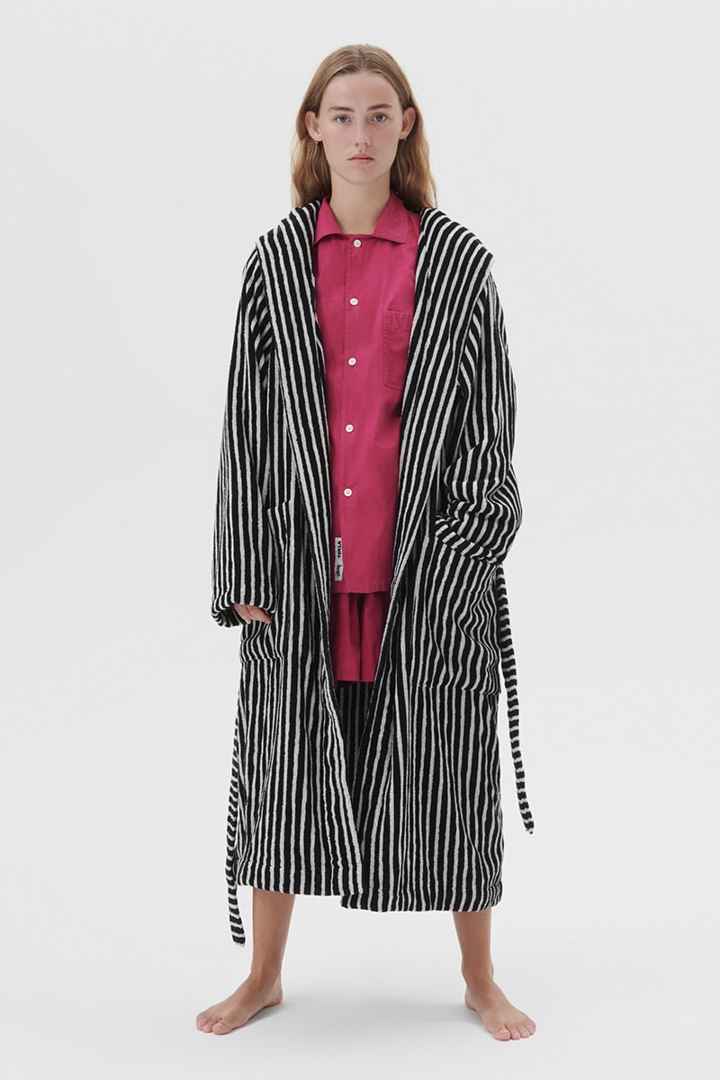 Sleepwear, Bedding and Bathrobes Highlight the Third Stussy x Tekla Collaboration home beach streetwear berry color waterclor effect hand drawn stripes ddanish skater hugo boserup american surfer frnake harrer californai antosh cimoszko