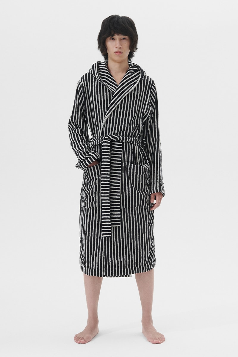 Sleepwear, Bedding and Bathrobes Highlight the Third Stussy x Tekla Collaboration home beach streetwear berry color waterclor effect hand drawn stripes ddanish skater hugo boserup american surfer frnake harrer californai antosh cimoszko