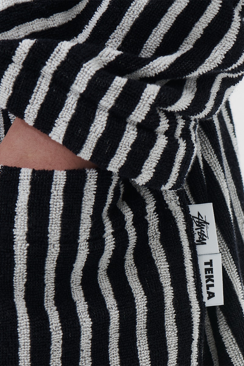 Sleepwear, Bedding and Bathrobes Highlight the Third Stussy x Tekla Collaboration home beach streetwear berry color waterclor effect hand drawn stripes ddanish skater hugo boserup american surfer frnake harrer californai antosh cimoszko