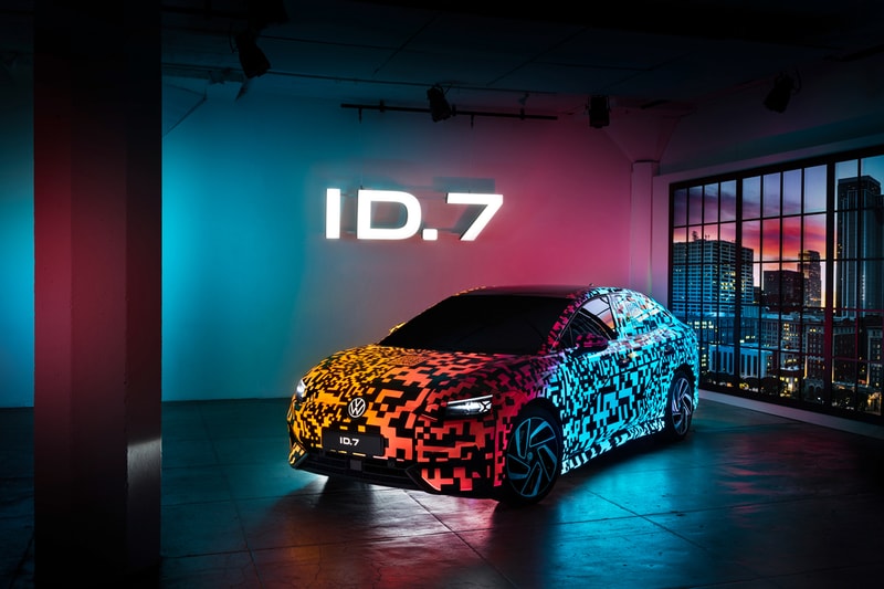 Volkswagen ID.7 Electric Sedan Digital Camouflage Reveal Info vw id.aero CES consumer electronics show modular electric drive matrix smart camouflage long-range electric vehicle
