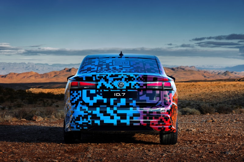 Volkswagen ID.7 Electric Sedan Digital Camouflage Reveal Info vw id.aero CES consumer electronics show modular electric drive matrix smart camouflage long-range electric vehicle