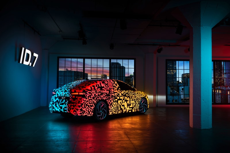 Volkswagen ID.7 Electric Sedan Digital Camouflage Reveal Info vw id.aero CES consumer electronics show modular electric drive matrix smart camouflage long-range electric vehicle