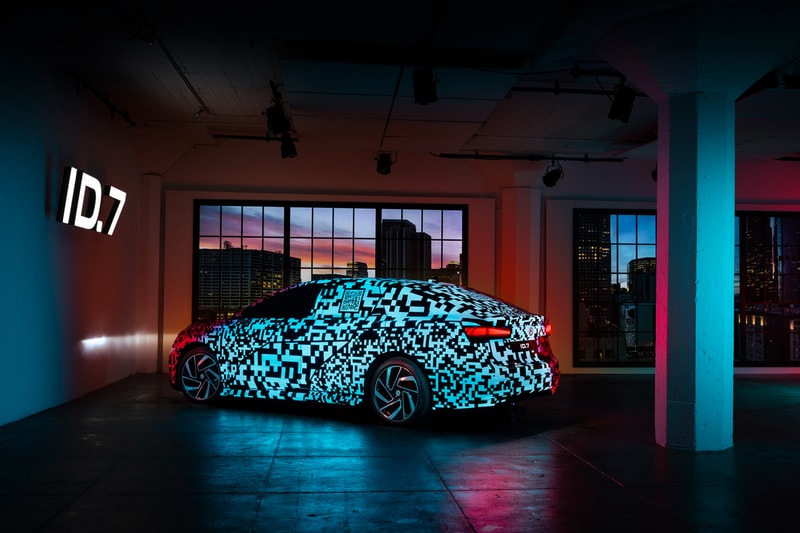 Volkswagen ID.7 Electric Sedan Digital Camouflage Reveal Info vw id.aero CES consumer electronics show modular electric drive matrix smart camouflage long-range electric vehicle