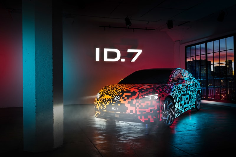 Volkswagen ID.7 Electric Sedan Digital Camouflage Reveal Info vw id.aero CES consumer electronics show modular electric drive matrix smart camouflage long-range electric vehicle