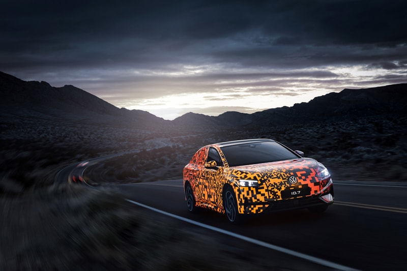 Volkswagen ID.7 Electric Sedan Digital Camouflage Reveal Info vw id.aero CES consumer electronics show modular electric drive matrix smart camouflage long-range electric vehicle