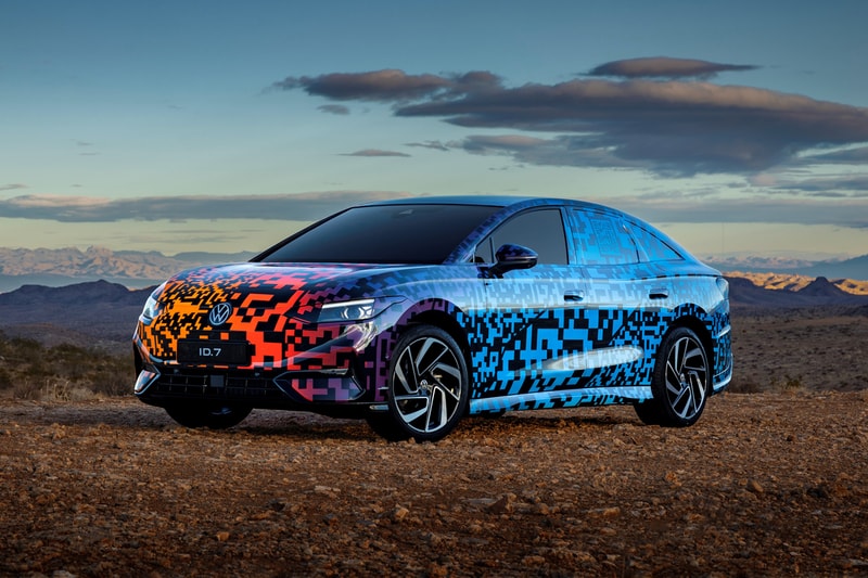 Volkswagen ID.7 Electric Sedan Digital Camouflage Reveal Info vw id.aero CES consumer electronics show modular electric drive matrix smart camouflage long-range electric vehicle