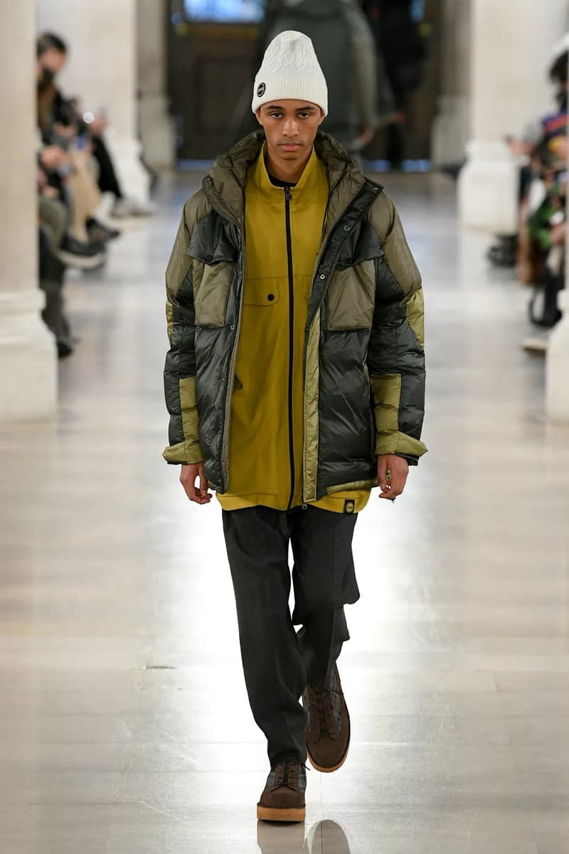 White Mountaineering Fall Winter 2023 Paris Fashion Week Runway PFW FW23 Colmar Gore tex Danner, Briefing, Gramicci, Merrell, Wild Things, New Era