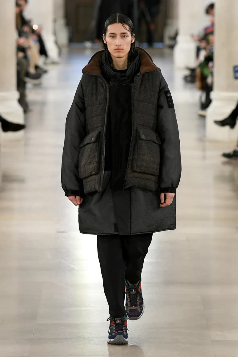 White Mountaineering Fall Winter 2023 Paris Fashion Week Runway PFW FW23 Colmar Gore tex Danner, Briefing, Gramicci, Merrell, Wild Things, New Era