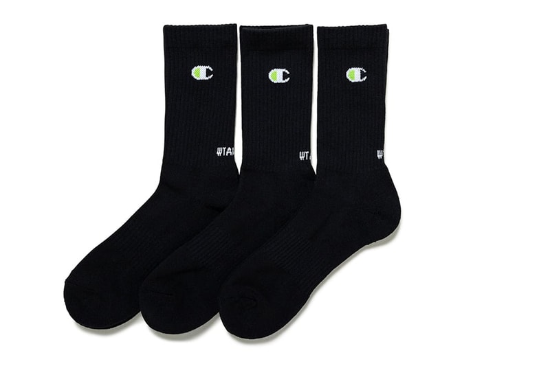 wtaps champion urban terrotory black capsule neon green hoodie tee sweatpant socks release info date price