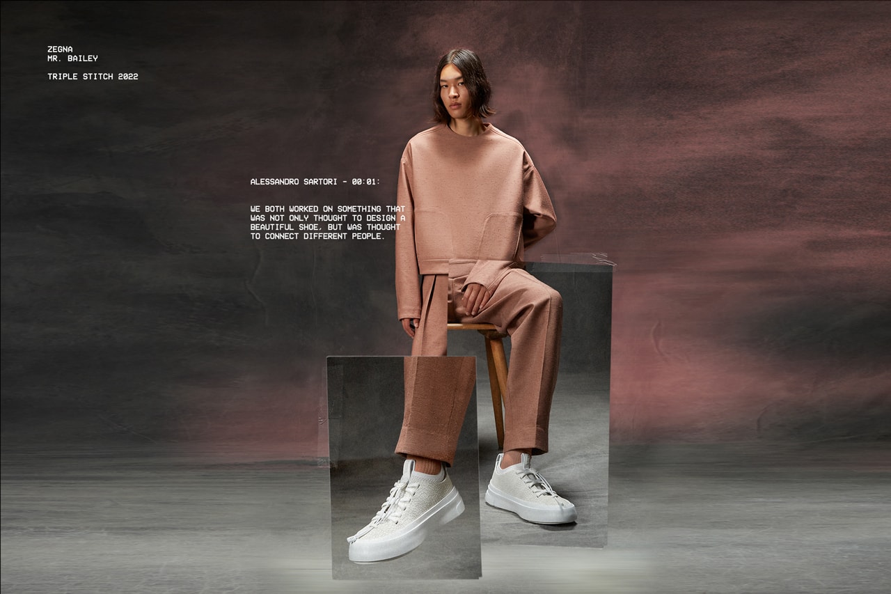 イタリアを代表するファッションブランド ゼニアがミスター・ベイリーと初のコラボスニーカーをリリース Ermenegildo zegna triple stitch alessandro sartori mr bailey sneaker luxury construction oasi zegna laces material