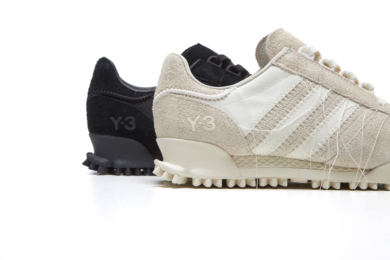 adidas Y-3 Marathon TR Footwear Three Stripe Trefoil Sneakers Trainers Black Off White Suede Exposed Stitching Leather