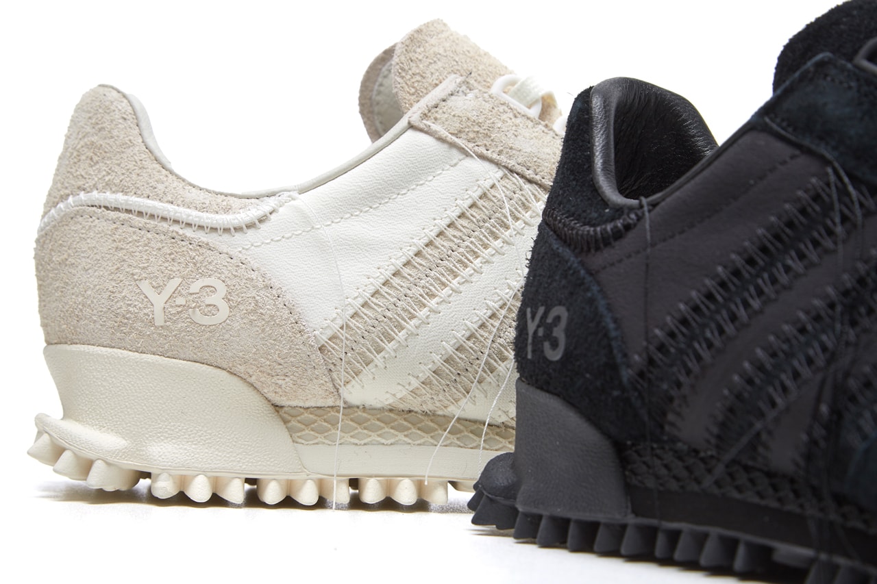 adidas Y-3 Marathon TR Footwear Three Stripe Trefoil Sneakers Trainers Black Off White Suede Exposed Stitching Leather