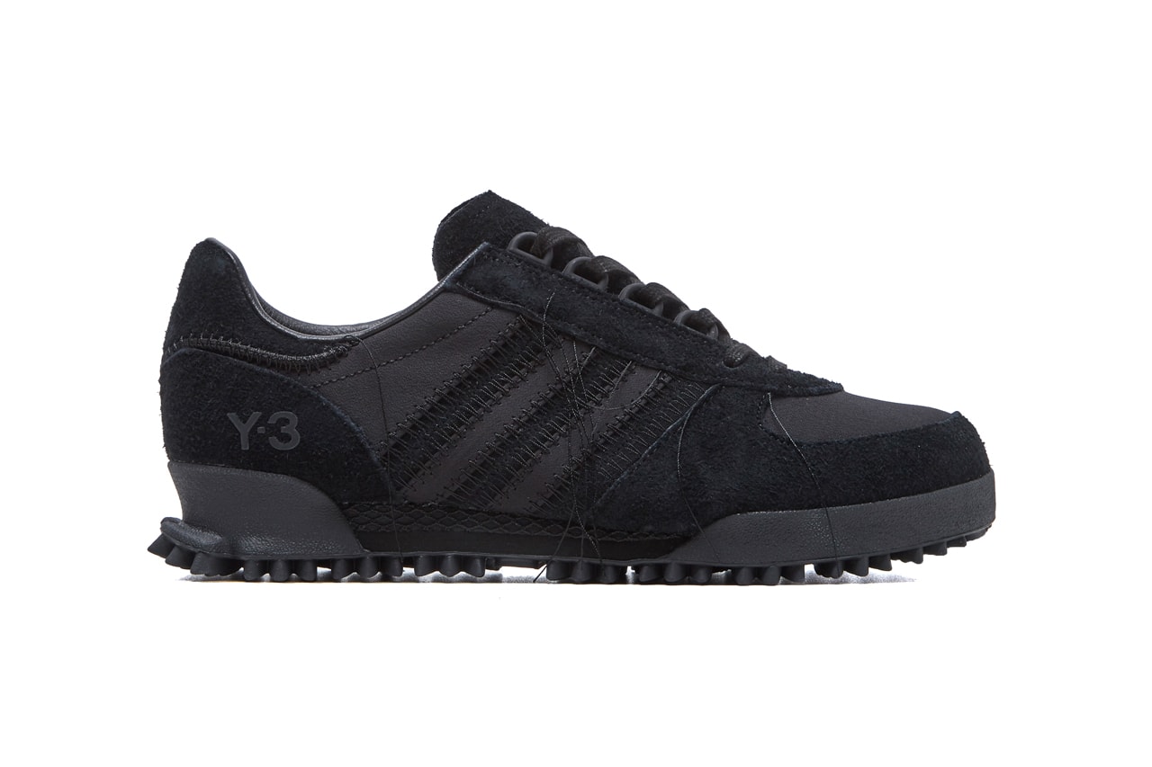 adidas Y-3 Marathon TR Footwear Three Stripe Trefoil Sneakers Trainers Black Off White Suede Exposed Stitching Leather