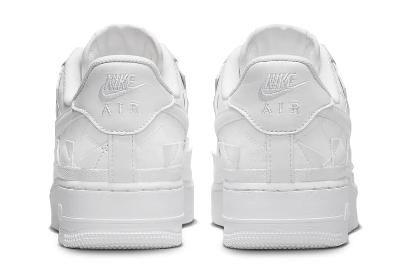 Nike Air Force 1 Low Billie Eilish triple White patchwork quilted sustainable dz3674 100 release info date price
