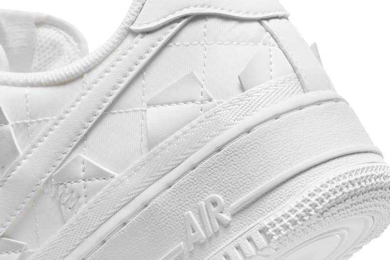 Nike Air Force 1 Low Billie Eilish triple White patchwork quilted sustainable dz3674 100 release info date price