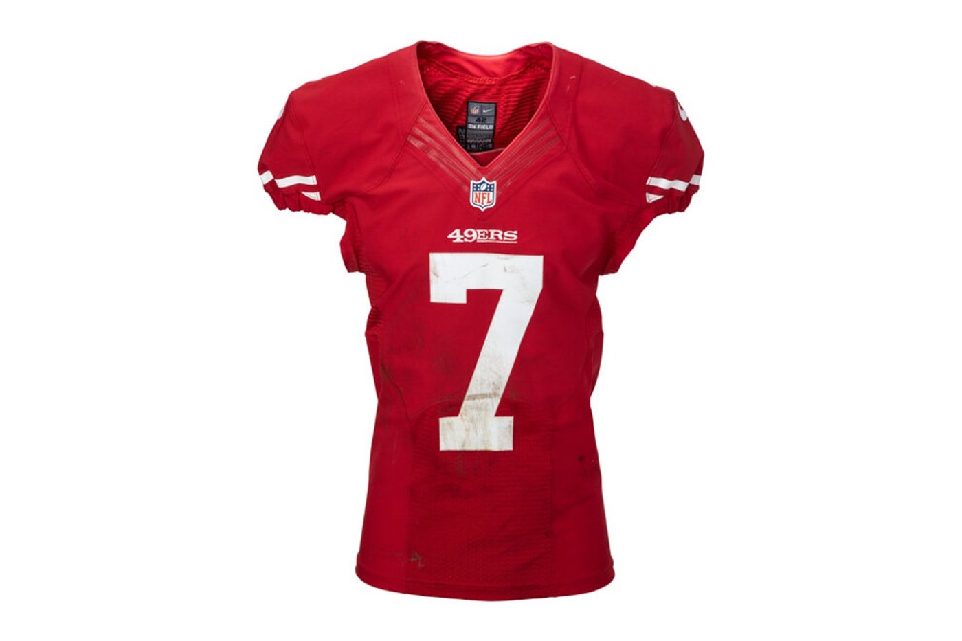 Colin Kaepernick's Game-Worn 2013 NFL Playoffs 49ers Jersey Set for Auction heritage american football nike kneel super bowl
