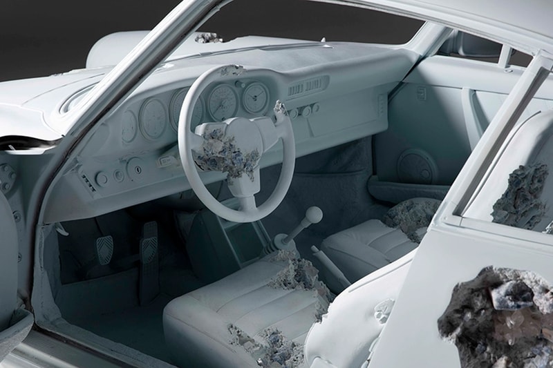 Daniel Arsham's Eroded Car Sculptures Are Going on View at LA's Petersen Automotive Museum arsham auto motive exhibit porsche mustang los angeles Porsche 911, Ferrari and the Porsche 356 Speedster