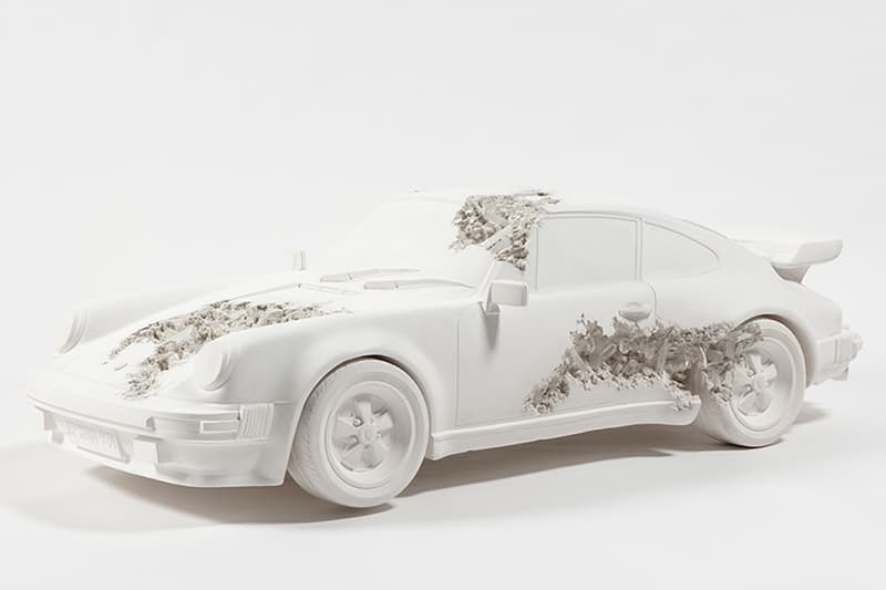 Daniel Arsham's Eroded Car Sculptures Are Going on View at LA's Petersen Automotive Museum arsham auto motive exhibit porsche mustang los angeles Porsche 911, Ferrari and the Porsche 356 Speedster