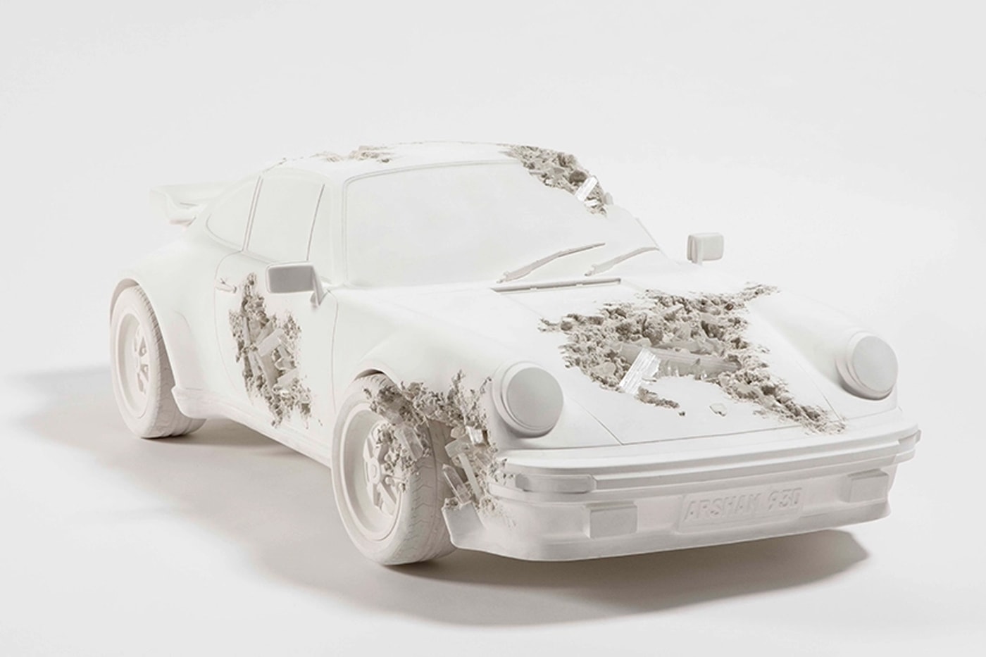 Daniel Arsham's Eroded Car Sculptures Are Going on View at LA's Petersen Automotive Museum arsham auto motive exhibit porsche mustang los angeles Porsche 911, Ferrari and the Porsche 356 Speedster