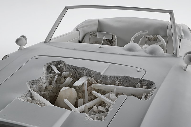 Daniel Arsham's Eroded Car Sculptures Are Going on View at LA's Petersen Automotive Museum arsham auto motive exhibit porsche mustang los angeles Porsche 911, Ferrari and the Porsche 356 Speedster