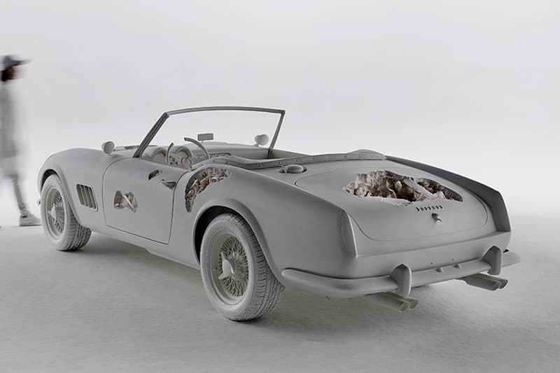 Daniel Arsham's Eroded Car Sculptures Are Going on View at LA's Petersen Automotive Museum arsham auto motive exhibit porsche mustang los angeles Porsche 911, Ferrari and the Porsche 356 Speedster