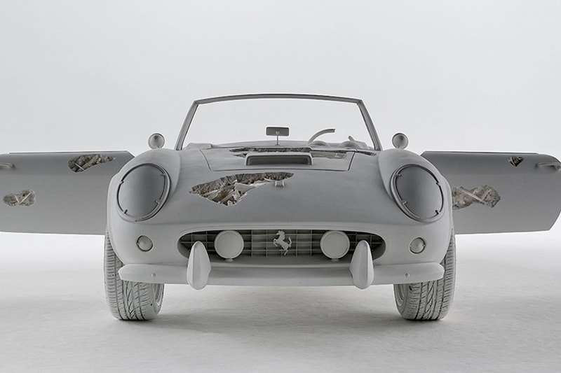 Daniel Arsham's Eroded Car Sculptures Are Going on View at LA's Petersen Automotive Museum arsham auto motive exhibit porsche mustang los angeles Porsche 911, Ferrari and the Porsche 356 Speedster