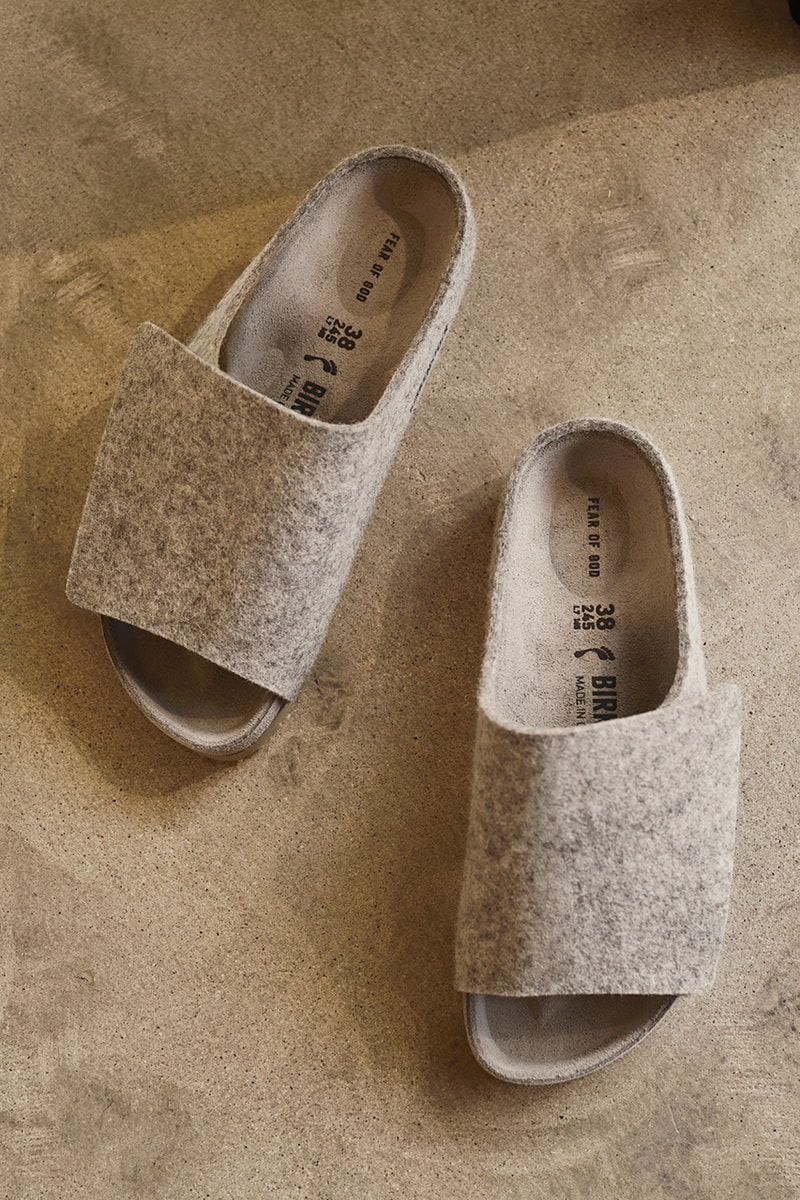 fear of god birkenstock loz feliz wool felt cement melange ash release date info store list buying guide photos price 
