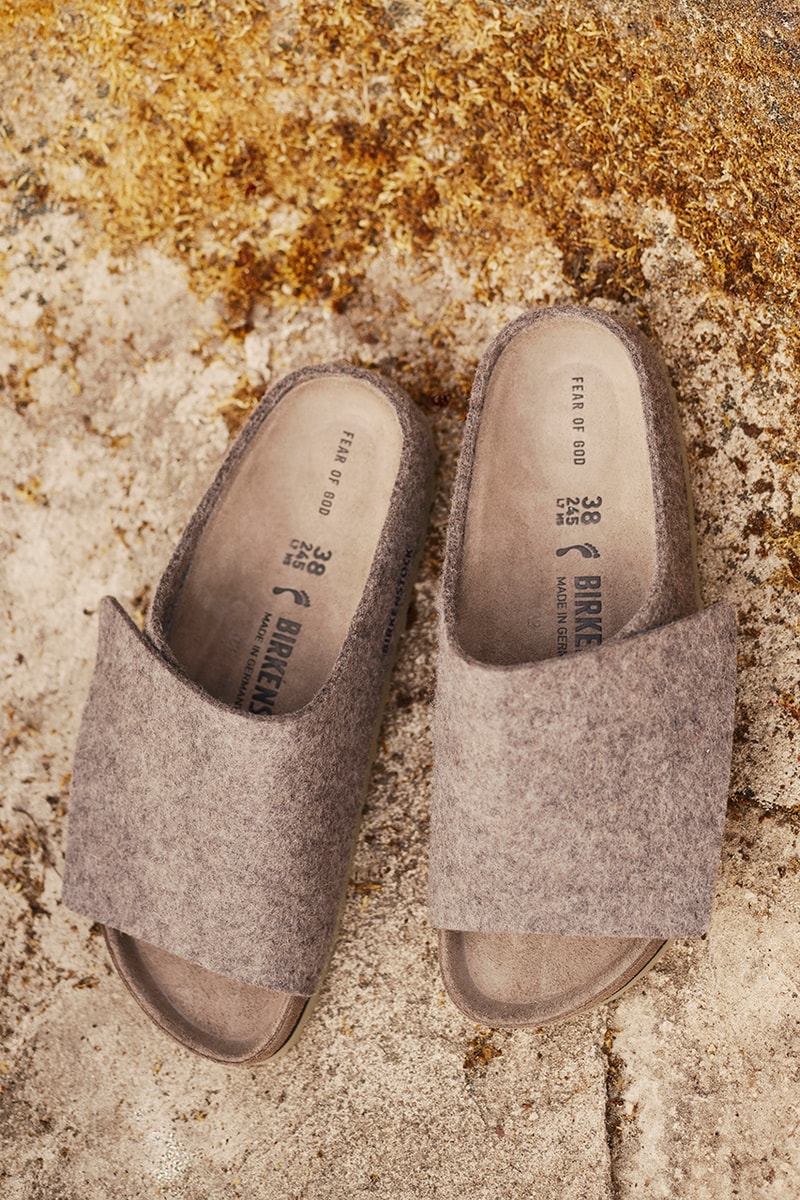 fear of god birkenstock loz feliz wool felt cement melange ash release date info store list buying guide photos price 