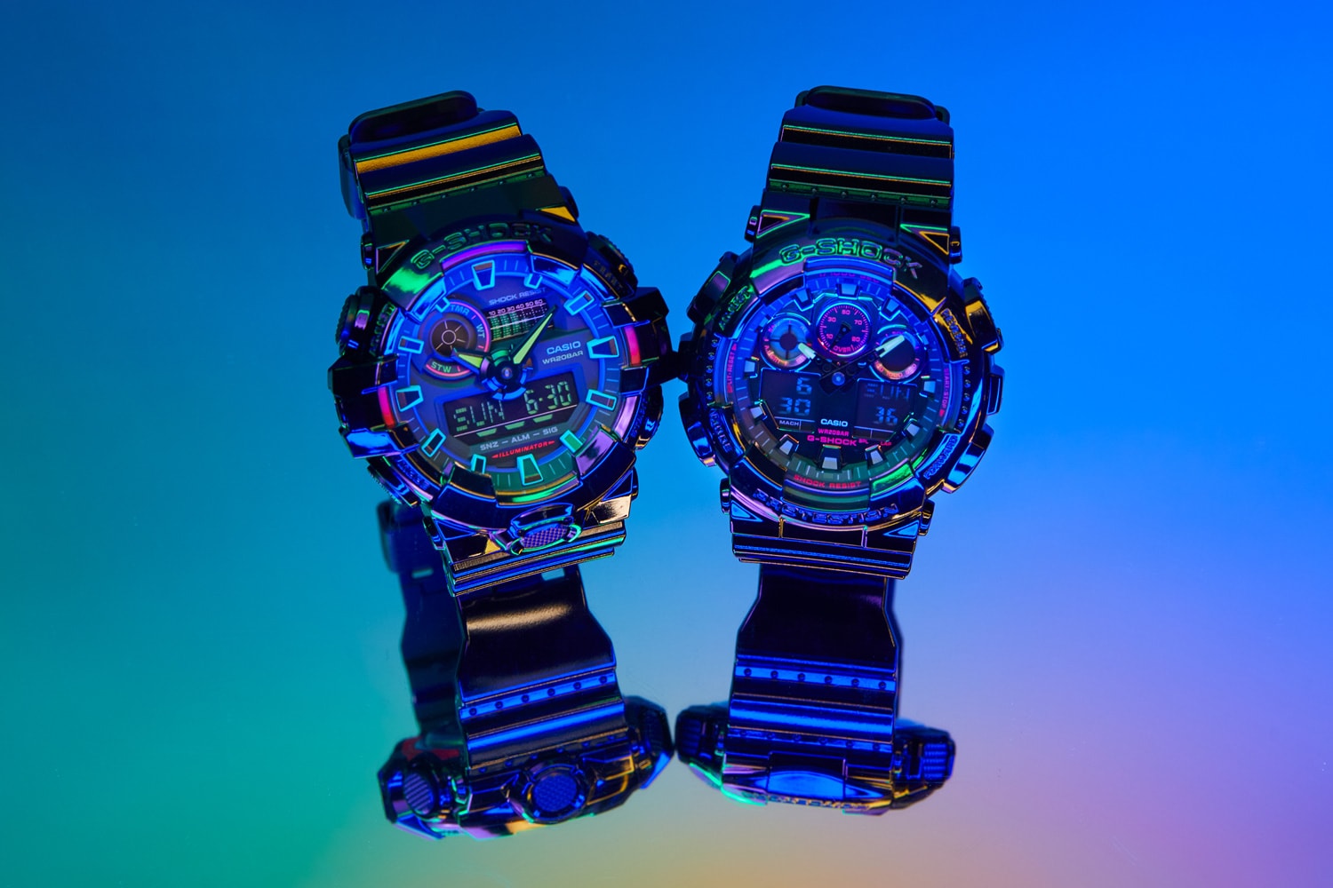 ジーショックからゲーミングデバイスをモチーフとした新作 “ヴァーチャル レインボー” シリーズが発売 G-SHOCK Virtual Rainbow Multi-Neon Watches DW-6900RGB GA-100RGB GA-700RGB GA-2100RGB Lookbook Shock-Resistant