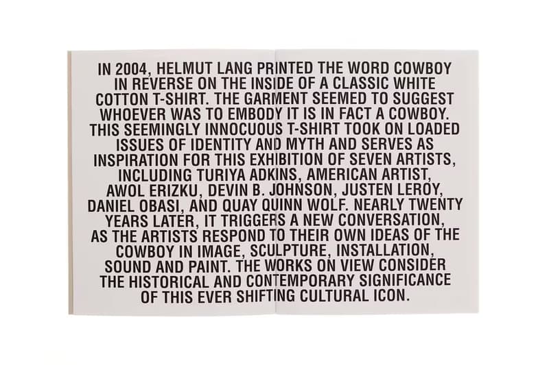 Helmut Lang seen by Antwaun Sargent Cowboy fw23 2004 black cowboy t shirt great migration Turiya Adkins Awol Erizku American Artist Devin B Johnson Justen Leroy Daniel Obasi Quay Quinn Wolf news info 