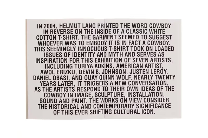 Helmut Lang seen by Antwaun Sargent Cowboy fw23 2004 black cowboy t shirt great migration Turiya Adkins Awol Erizku American Artist Devin B Johnson Justen Leroy Daniel Obasi Quay Quinn Wolf news info 