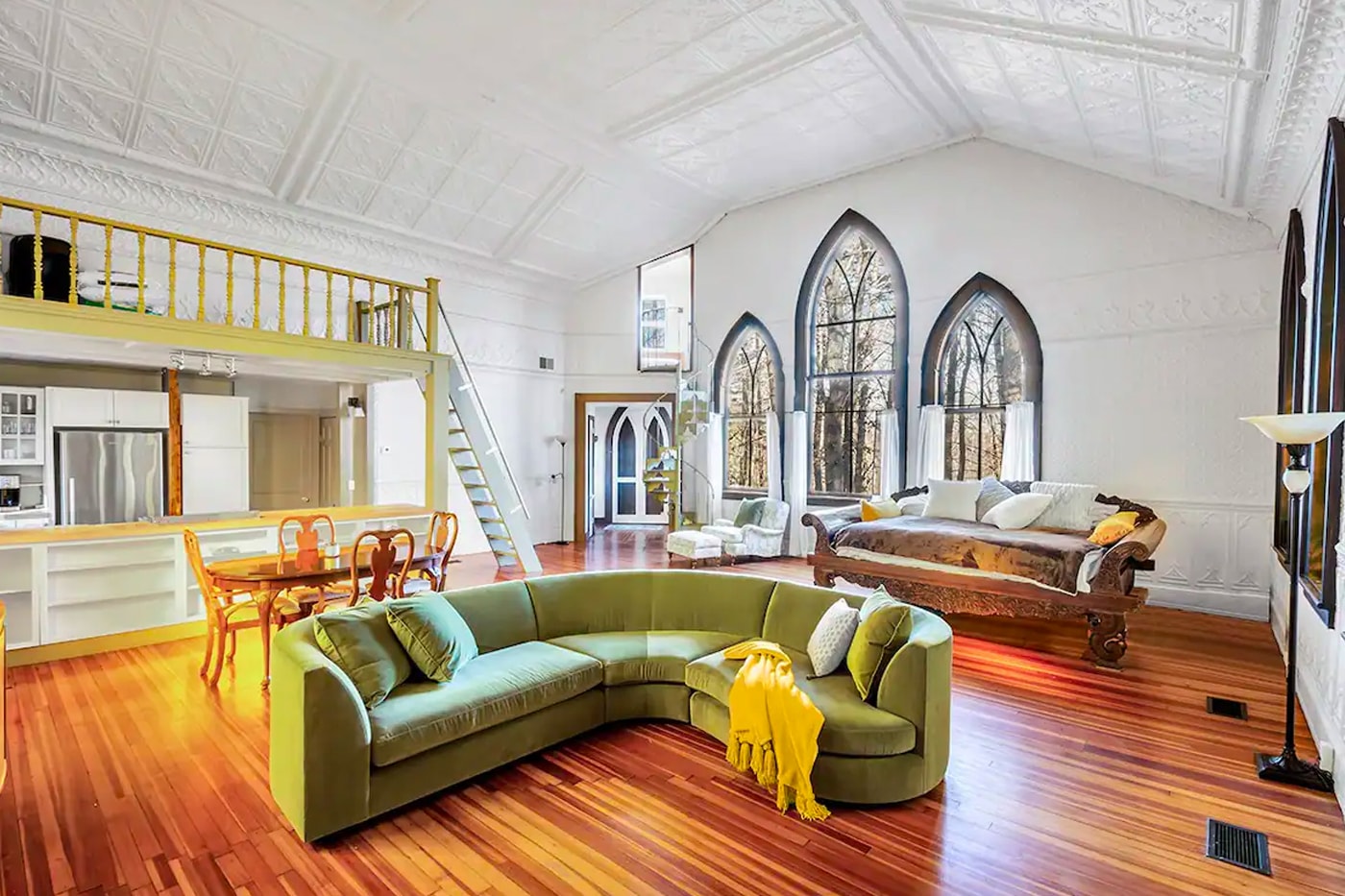 Airbnb Home Rental Woodstock New York Church Rustic Interior design