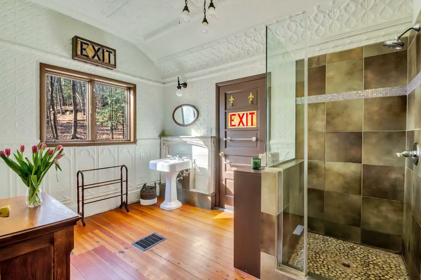 Airbnb Home Rental Woodstock New York Church Rustic Interior design