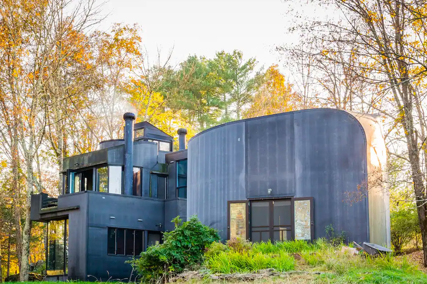 Airbnb Home Rental Woodstock New York The Rubber House Secluded Artist Colony Retreat Post-Modern Interior Design