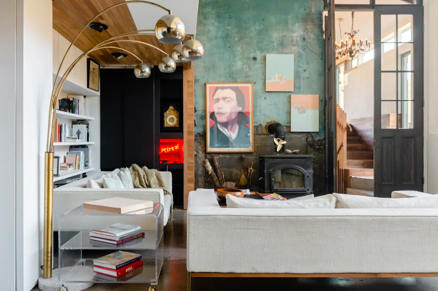 Airbnb Home Rental Woodstock New York The Pond House Historic Artist Estate Waterfall Mid-Century Modern Interior Design