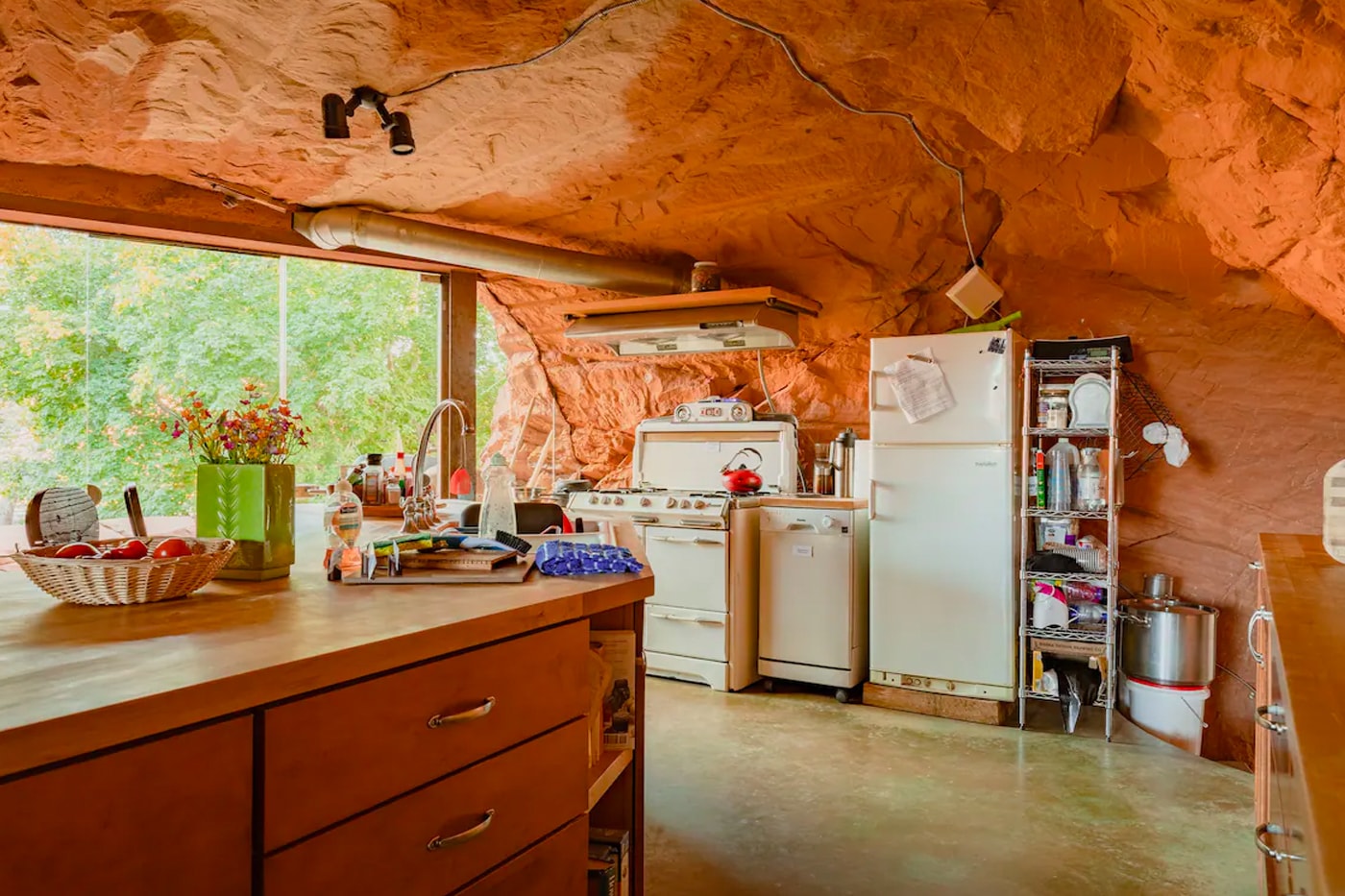Airbnb Home Rental Boulder Utah Bedrock Cave Raw Vintage Modern Interior Design