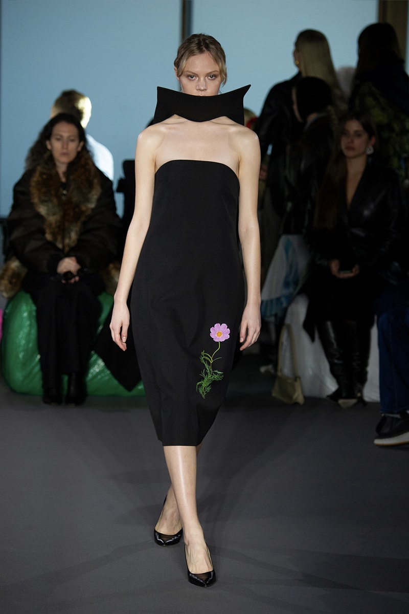 Christopher Kane Presents Motifs From His Youth for FW23 london fashion week runway show collection floral womenswear dresses skirts