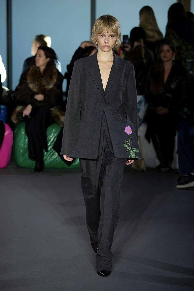 Christopher Kane Presents Motifs From His Youth for FW23 london fashion week runway show collection floral womenswear dresses skirts