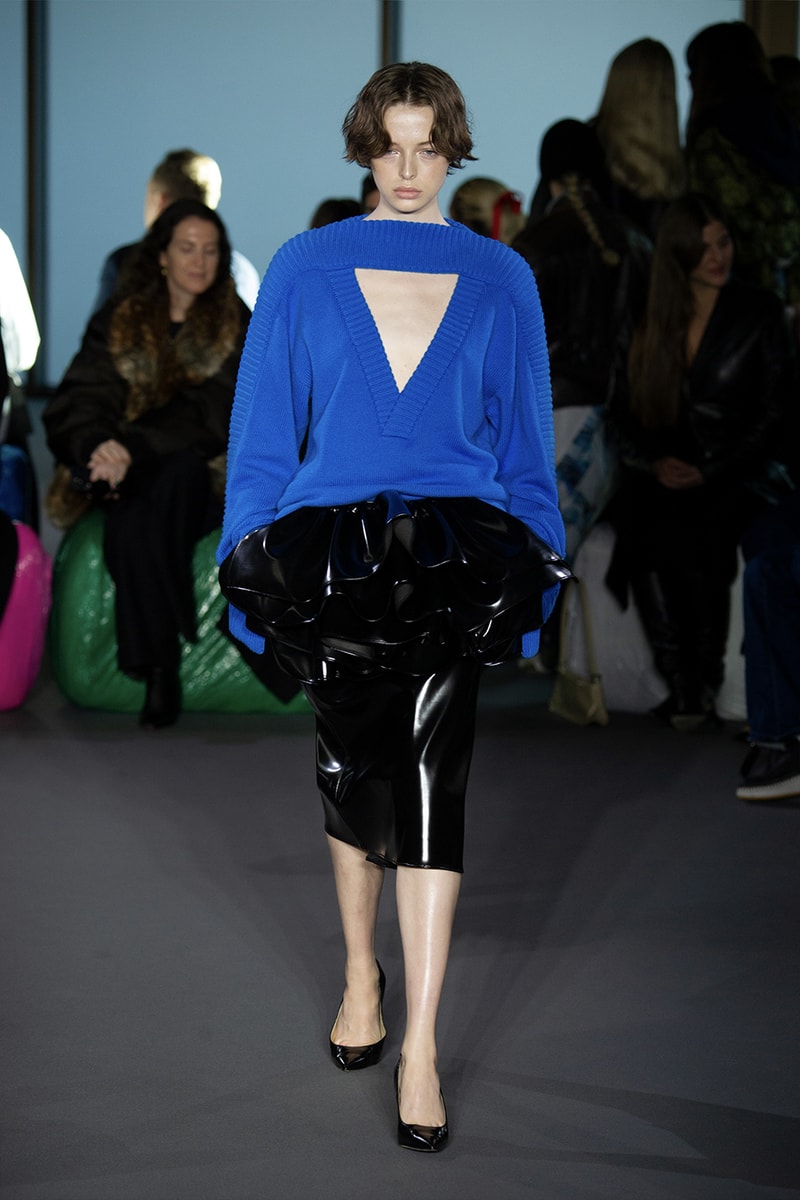 Christopher Kane Presents Motifs From His Youth for FW23 london fashion week runway show collection floral womenswear dresses skirts