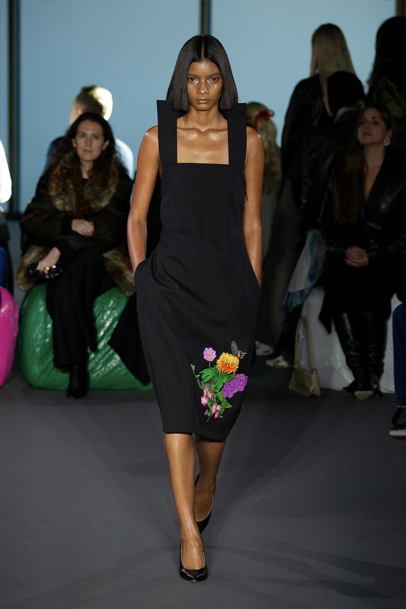 Christopher Kane Presents Motifs From His Youth for FW23 london fashion week runway show collection floral womenswear dresses skirts