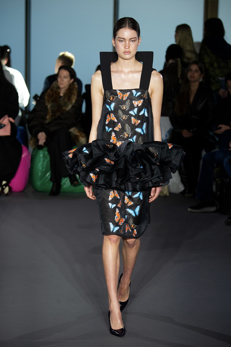 Christopher Kane Presents Motifs From His Youth for FW23 london fashion week runway show collection floral womenswear dresses skirts