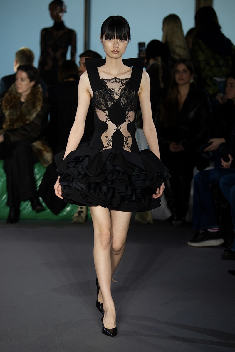 Christopher Kane Presents Motifs From His Youth for FW23 london fashion week runway show collection floral womenswear dresses skirts