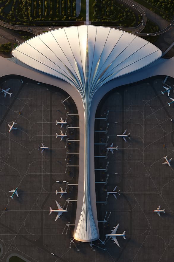 MAD Architects Changchun International Airport winning design competition terminal fly plane