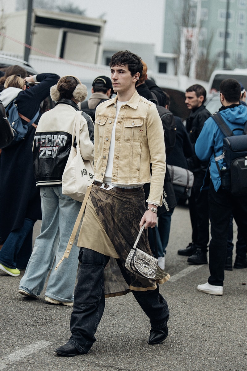 Milan Fashion Week FW23 Street Style fall/winter 2023 prada diesel versace raf simons bally mfw jordan off-white bottega veneta