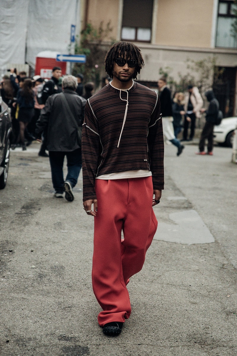 Milan Fashion Week FW23 Street Style fall/winter 2023 prada diesel versace raf simons bally mfw jordan off-white bottega veneta