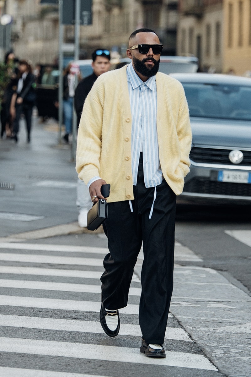 Milan Fashion Week FW23 Street Style fall/winter 2023 prada diesel versace raf simons bally mfw jordan off-white bottega veneta