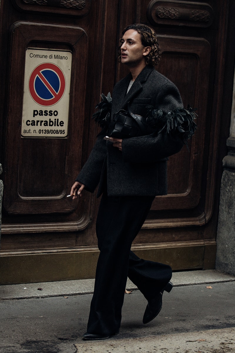 Milan Fashion Week FW23 Street Style fall/winter 2023 prada diesel versace raf simons bally mfw jordan off-white bottega veneta